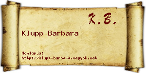 Klupp Barbara névjegykártya